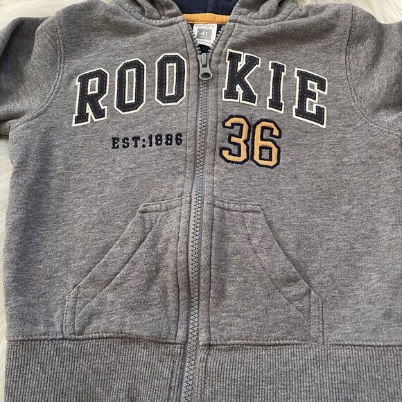 Carter Rookie 36 Grey Hoodie Full Zip Sweater Cotton Blend Toddler Kids 4T - Picture 3 of 7